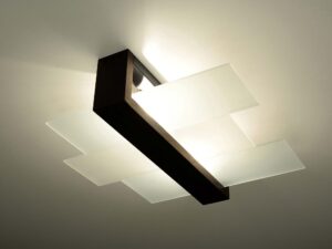 Miniaturka 2 - Sufitowa lampa wenge z oświetleniem LED włączonym