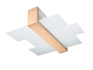 Miniaturka 3 - Lampa sufitowa z drewnianą ramą dębową i szklanymi panelami