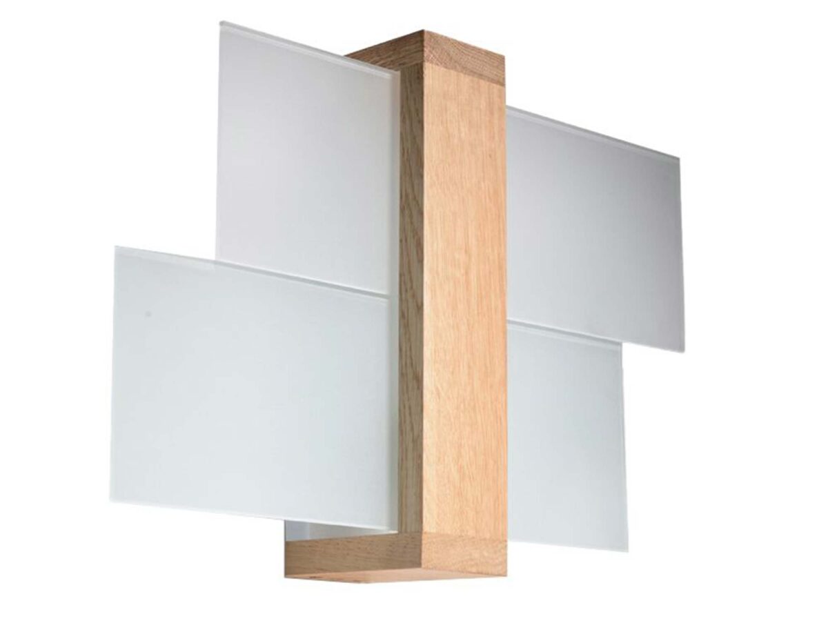 Moderní nástěnná lampa dřevo a sklo 12 cm XYLON 1
