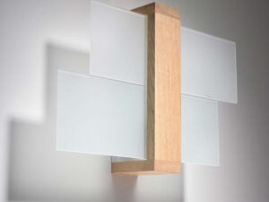 Miniatura 5 - Nástěnné svítidlo dubový ze szklanymi panelami LED na stěně