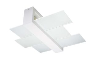 Miniaturka 6 - Lampa sufitowa biała z metalową ramą i szklanymi panelami