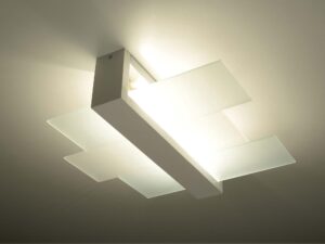 Miniaturka 8 - Biała lampa sufitowa z oświetleniem LED włączonym