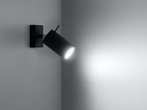 Miniatura 8 - Černý LED nástěnné svítidlo z válcovou hlavicí na bílé stěně
