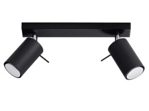 Miniaturka 6 - Listwa sufitowa czarna z dwoma reflektorami regulowanymi GU10