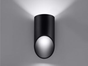 Miniaturka 5 - Kinkiet czarny cylindryczny z oświetleniem LED włączonym