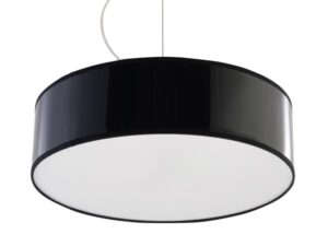 Miniatura 1 - Závěsná lampa černá kulatá typu buben s bílým dyfuzorem