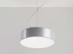 Miniaturka 4 - Szara lampa wisząca bęben na kablu z podsufitką