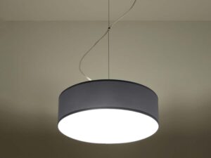 Miniaturka 5 - Lampa wisząca grafitowa bęben z oświetleniem LED włączonym