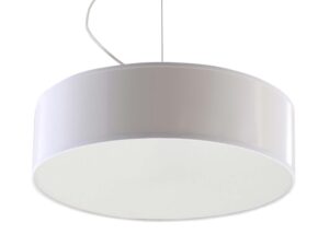 Miniaturka 6 - Lampa wisząca biała okrągła typu bęben z białym dyfuzorem