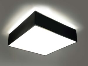 Miniaturka 3 - Plafon sufitowy czarny kwadratowy z oświetleniem LED włączonym