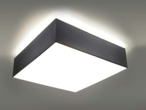 Miniaturka 6 - Plafon sufitowy szary kwadratowy z oświetleniem LED włączonym