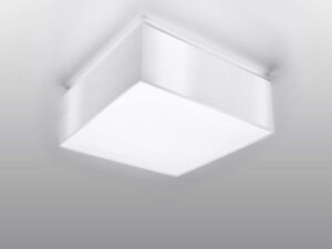 Miniaturka 6 - Biały plafon sufitowy kwadratowy z oświetleniem LED włączonym