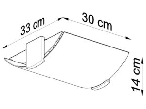 Miniaturka 6 - Wymiary kinkietu LED z falowanym kloszem – szerokość 33 cm