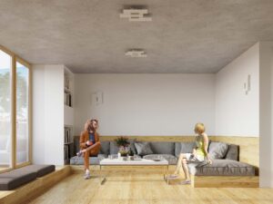Miniaturka 3 - Designerski kinkiet LED z białymi panelami i centralnym paskiem