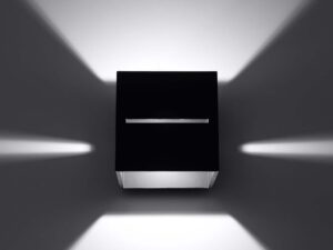 Miniaturka 4 - Czarny kinkiet prosty z promieniami światła LED