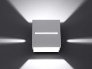 Miniaturka 12 - Biały kinkiet prosty z promieniami światła LED
