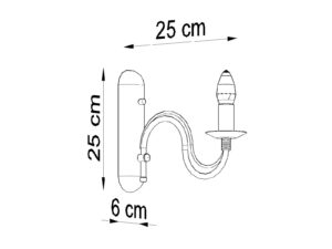 Miniatura 12 - Technický výkres nástěnného svítidla swiecznikowego s rozměry 25x25x6 cm