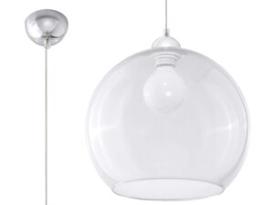 Miniaturka 1 - Lampa wisząca z transparentnym szklanym kloszem kulistym