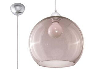 Miniaturka 7 - Lampa wisząca z szarym szklanym kloszem kulistym