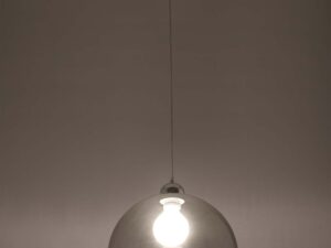 Miniaturka 9 - Lampa wisząca szklana kula szara z oświetleniem