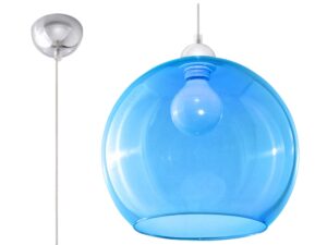 Miniaturka 10 - Lampa wisząca z niebieskim szklanym kloszem kulistym