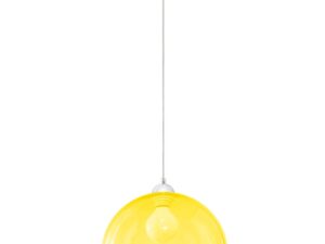 Miniaturka 14 - Żółta lampa wisząca kula szklana na kablu