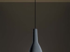 Miniaturka 2 - Smukła czarna lampa wisząca z betonowym kloszem – styl industrialny