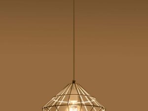 Miniaturka 3 - Lampa wisząca druciana biała szeroka z oświetleniem
