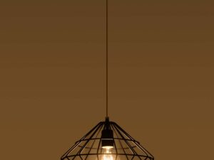 Miniaturka 6 - Lampa wisząca druciana czarna szeroka z ciepłym oświetleniem