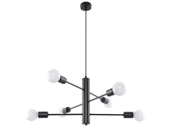 Lampa z rameny v černém macie a šesti body světla
