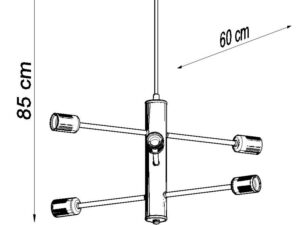 Miniaturka 6 - Schemat techniczny lampy z sześcioma oprawkami – wysokość 85 cm