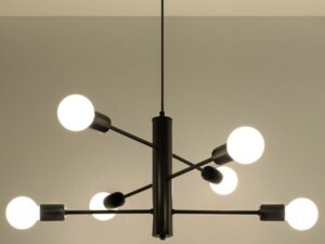 Miniaturka 2 - Stylowy żyrandol do salonu z kulistymi oprawkami – kolor czarny
