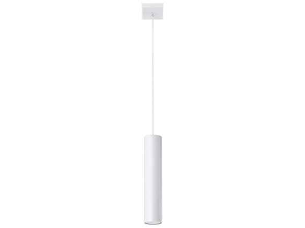 Lampa wisząca biała tuba cylindryczna minimalistyczna