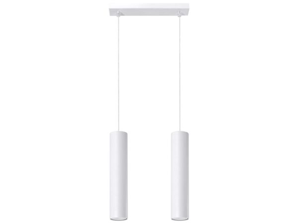 Lampa wisząca podwójna biała dwie tuby na listwie