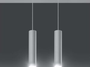 Miniaturka 3 - Lampa wisząca podwójna tuby białe z oświetleniem LED