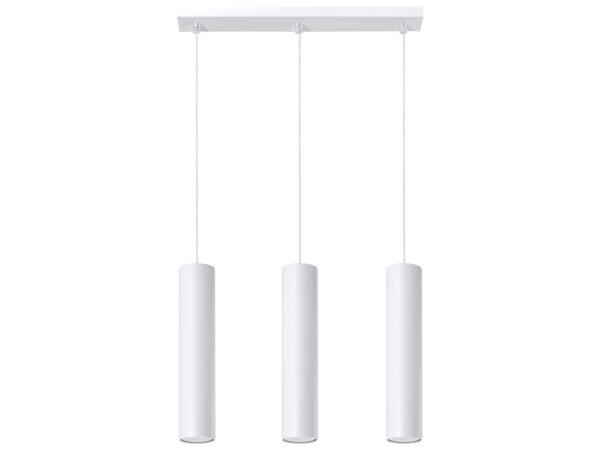 Lampa wisząca potrójna biała trzy tuby na listwie