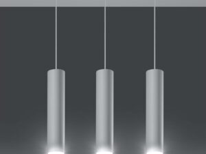 Miniaturka 3 - Lampa wisząca potrójna tuby białe z oświetleniem LED