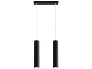 Miniaturka 4 - Lampa wisząca podwójna czarna dwie tuby na listwie