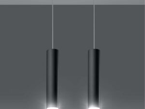 Miniaturka 6 - Lampa wisząca podwójna tuby czarne z oświetleniem LED