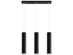 Miniaturka 4 - Lampa wisząca potrójna czarna trzy tuby na listwie