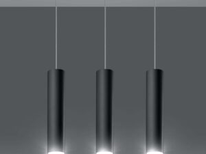 Miniaturka 6 - Lampa wisząca potrójna tuby czarne z oświetleniem LED