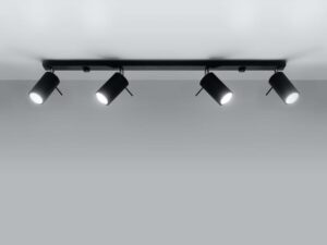 Miniaturka 6 - Listwa sufitowa czarna cztery reflektory z oświetleniem LED