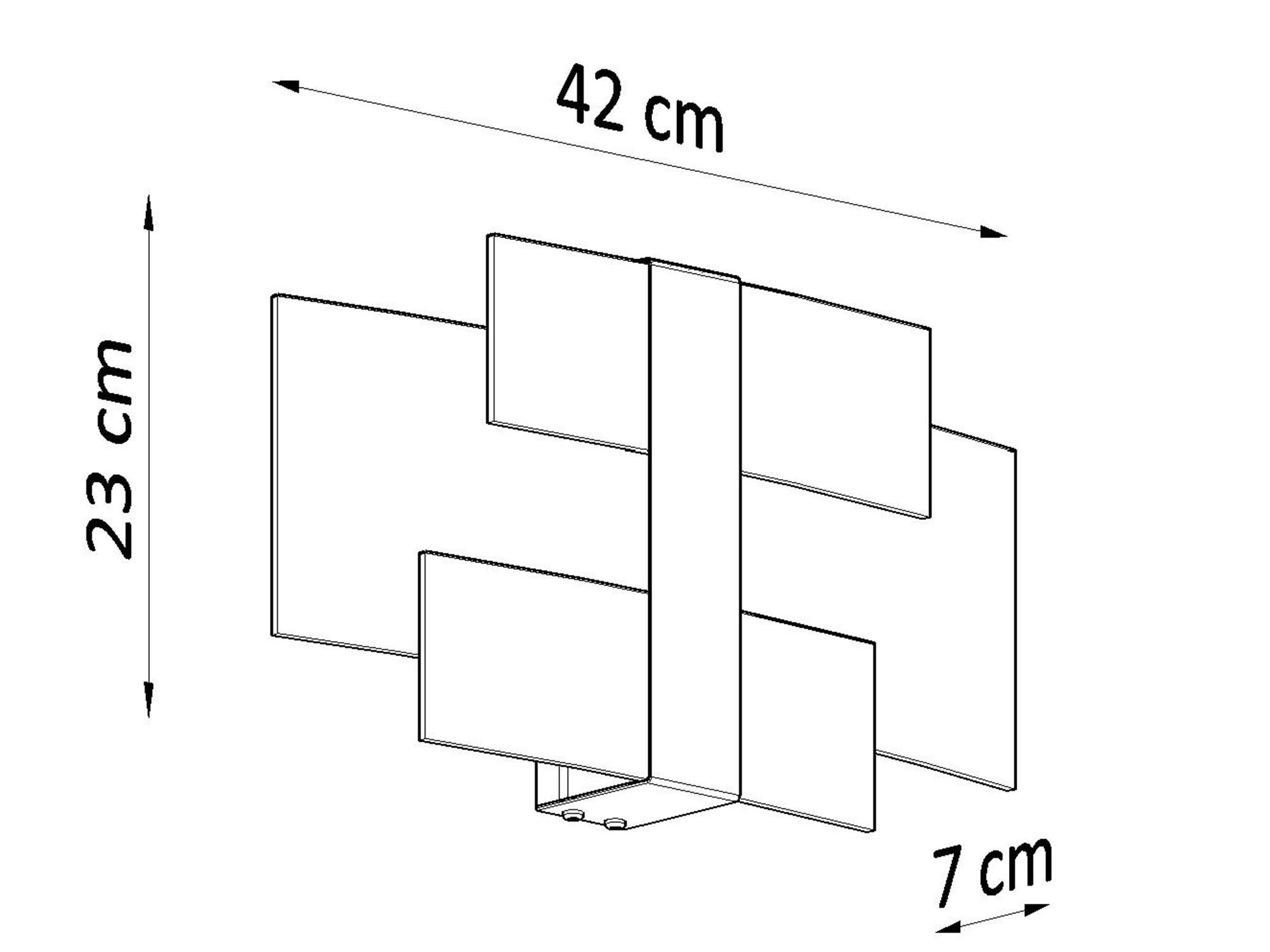Schemat plafonu LED 42 × 7 cm z dwoma skrzyżowanymi panelami Schemat plafonu LED 42 × 7 cm z dwoma skrzyżowanymi panelami