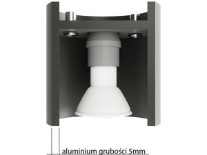 Miniaturka 7 - Przekrój kinkietu cylindrycznego aluminium grubości 5mm