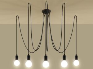Miniatura 2 - Lampa z dlouhými przewodami – černá konstrukce