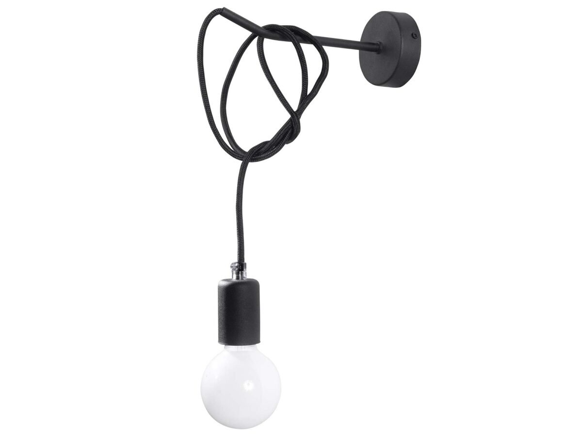 Umělecká nástěnná lampa na černých kabelech 23 cm NOLAN