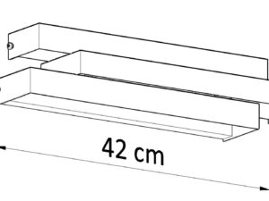 Miniaturka 6 - Rysunek wymiarowy białego kinkietu LED o długości 42 cm