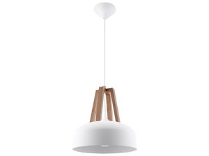 Miniaturka 1 - Biała lampa wisząca z drewnianym akcentem w stylu skandynawskim