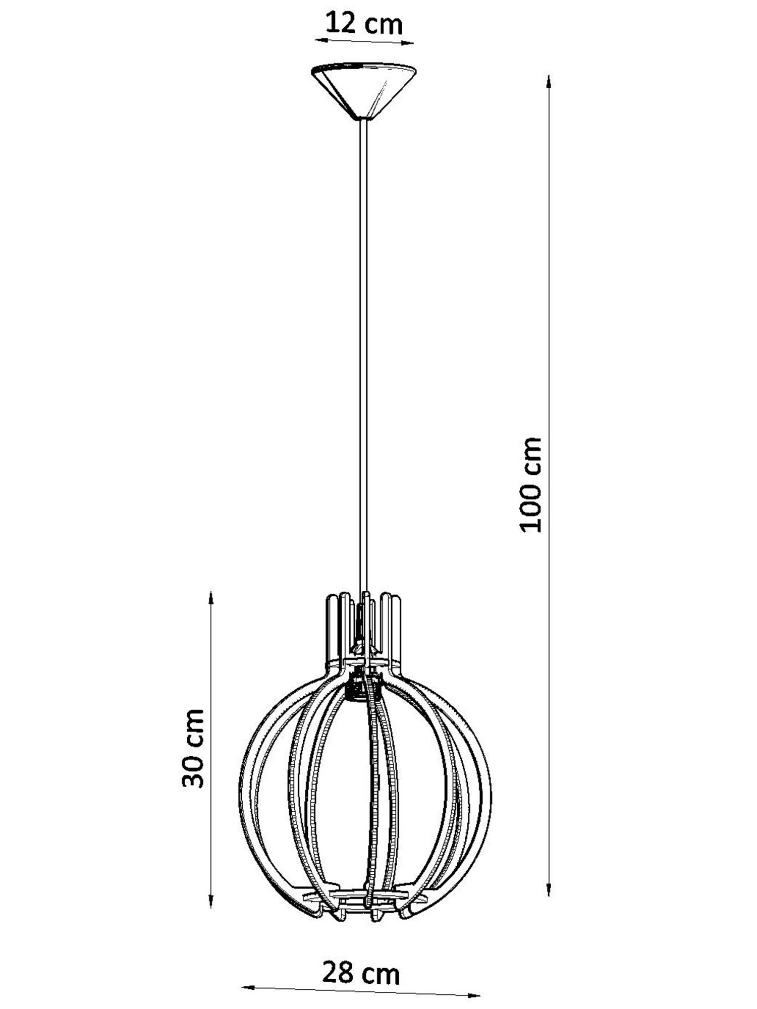 Rysunek techniczny lampy wiszącej – wysokość 100 cm Rysunek techniczny lampy wiszącej – wysokość 100 cm