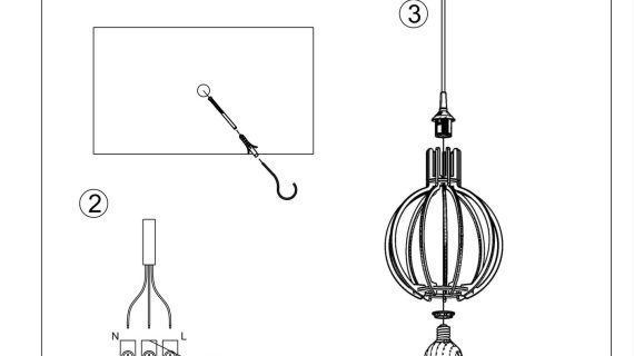 Miniaturka 7 - Schemat instalacji lampy wiszącej o kulistej formie